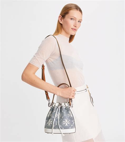 tory burch denim bucket bag.